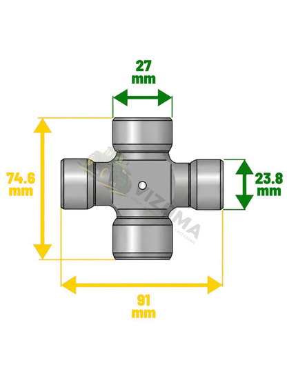 Cruce 23,8x91 / 27x74,6, schemă cu dimensiuni și watermark VIZOMA